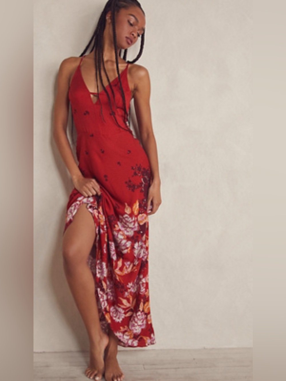 Free People Rust Red Floral Slip Maxi Dress - Picture 4 of 6